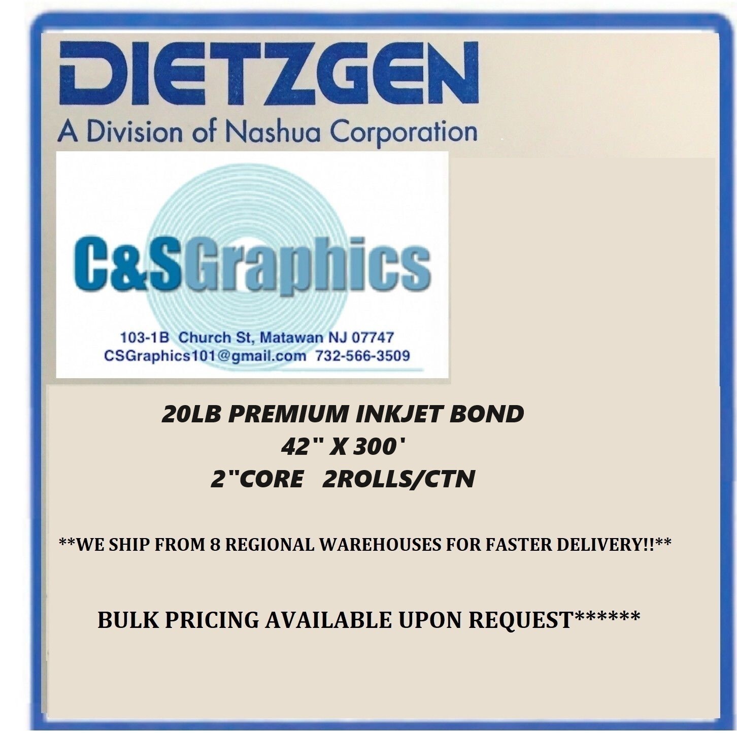 2 ROLLS 42” X 300′ 20lb Bond Plotter Paper