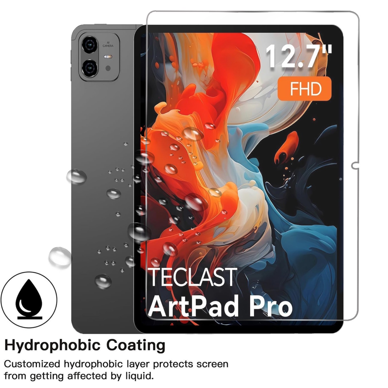 2 Pack Glass Screen Protector For Teclast ArtPad Pro 12.7″ Tablet 9H HD Clear
