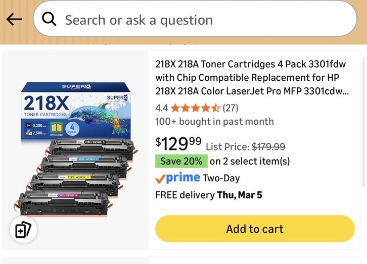 218X 218A Toner Cartridges with Chip for HP Color Laserjet Pro 3201dw MFP3301fdw