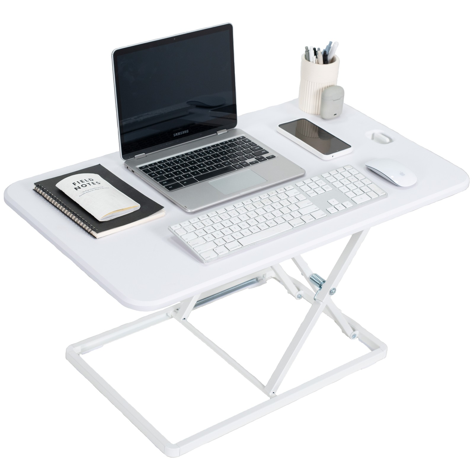 VIVO White Ultra Slim 32″ Desktop Converter, Sit Stand Tabletop Monitor Riser