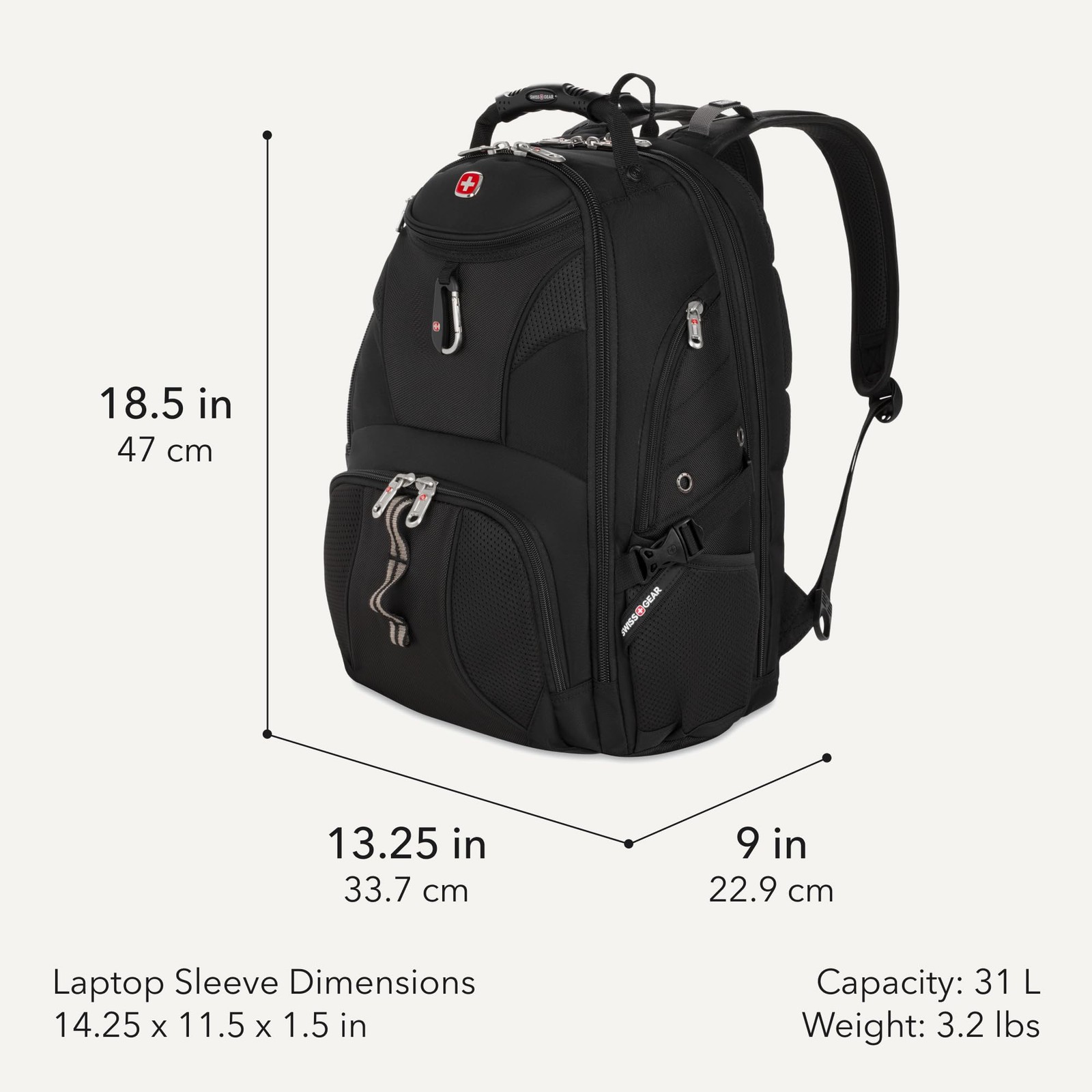SWISSGEAR 1900 ScanSmart Laptop Backpack 18.5″, Fits Most 17-Inch Laptops 31L