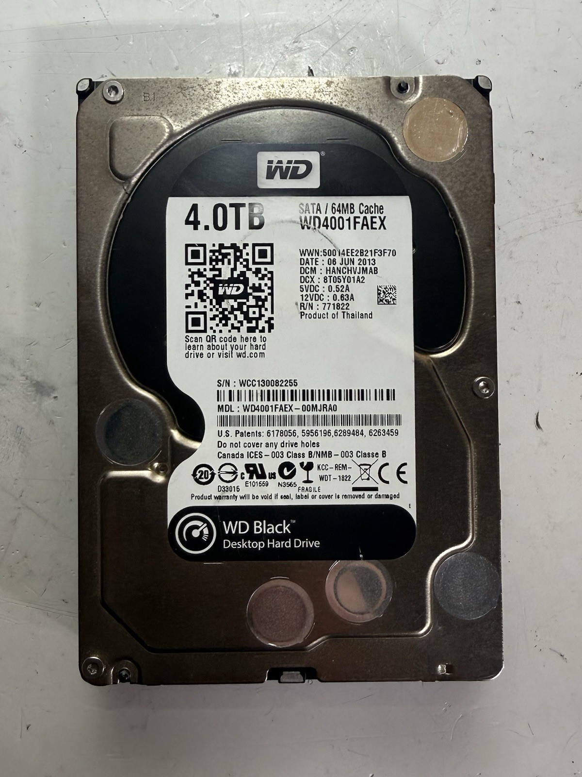 Western Digital WD Black 4TB 3.5″ SATA 7200RPM 64MB HDD WD4001FAEX