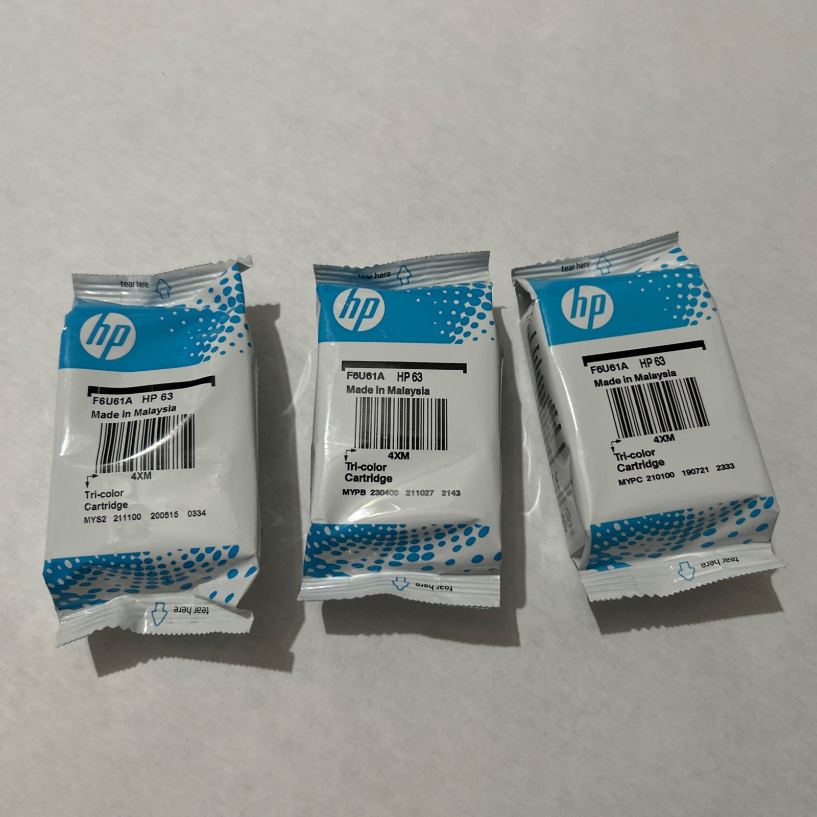 New HP 63 color Ink Cartridge OEM Sealed 100% ink level, 3 pack