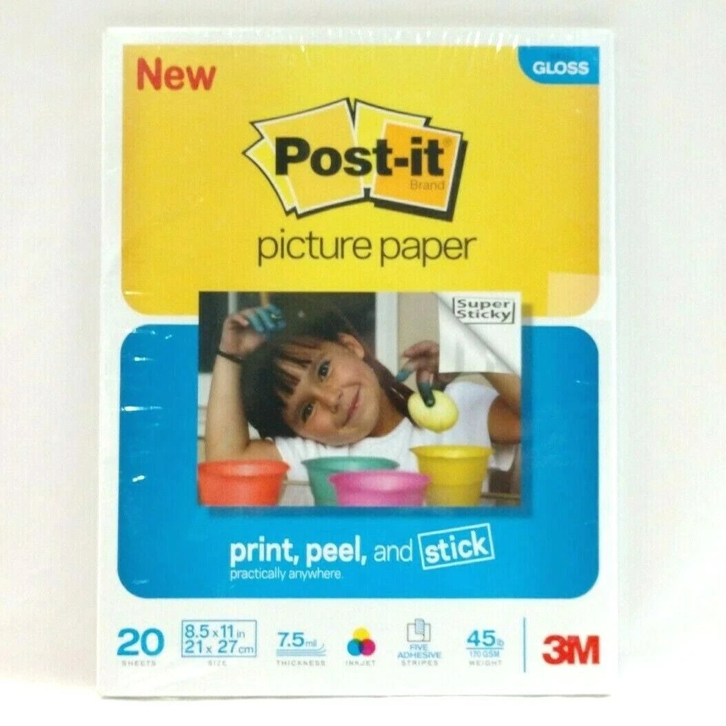 NEW! Post-it Picture Paper 20 Sheets 8.5X11 Semi Gloss 3M 7.5 ML Thick