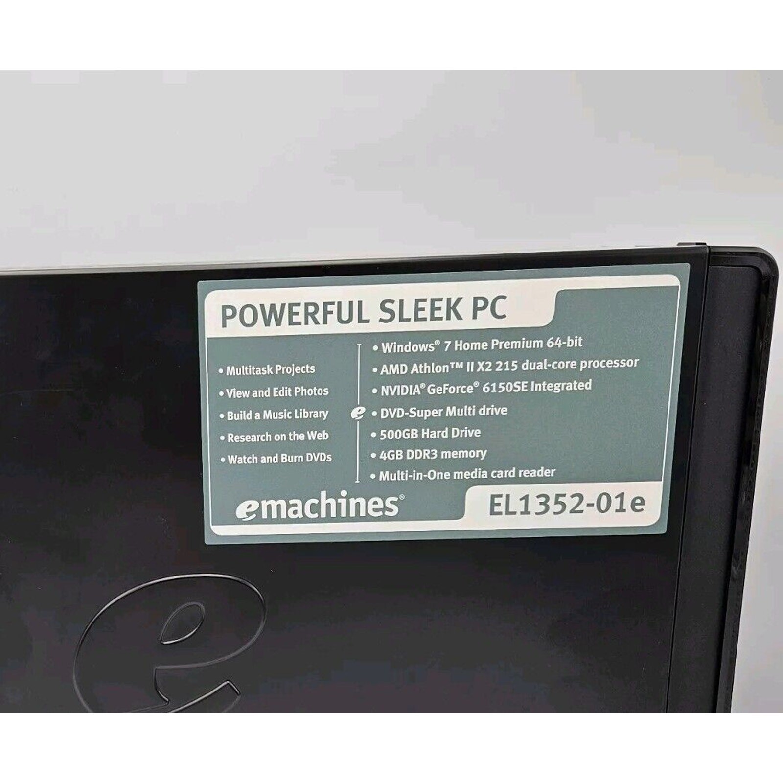 EMACHINES EL1352-01E COMPACT WINDOWS 7 64-BIT DESKTOP PC – PARTS