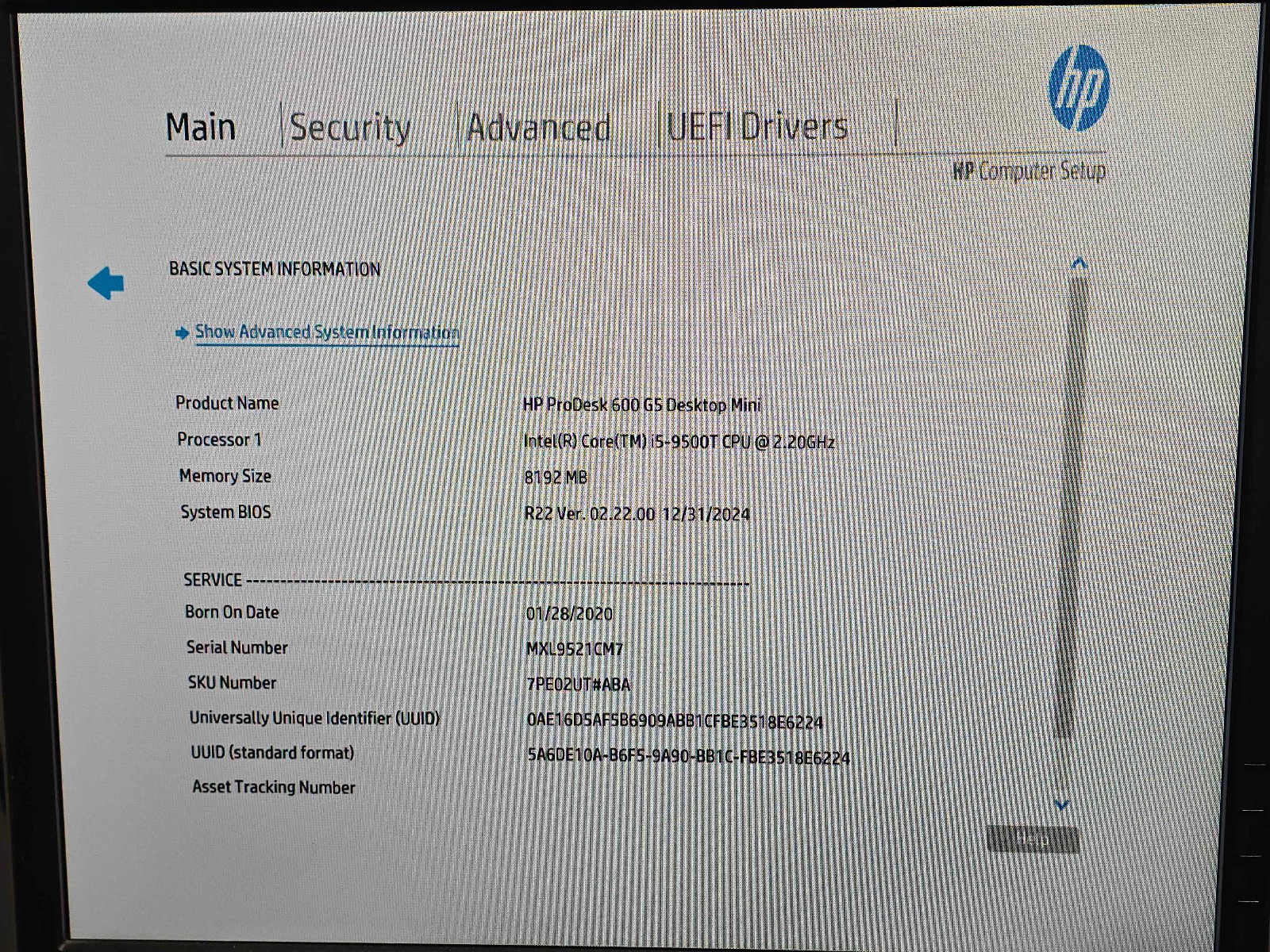 HP PRO DESK 600 G5 Desktop mini i5-9500t, 8GB RAM, TESTED+POWER CORD, NO HDD