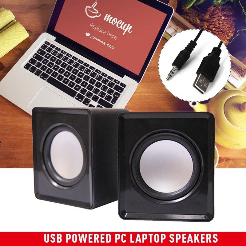 3.5mm Mini USB Wired Computer Speakers Stereo Bass For PC Laptop Desktop Blacktc