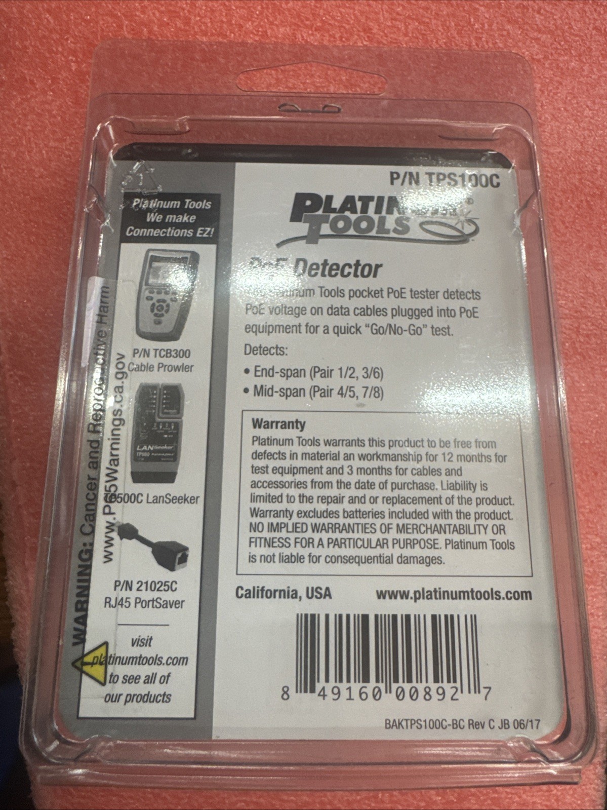 Platinum Tools Pocket Poe Detector Clamshell Accessory Box TPS100C bin11