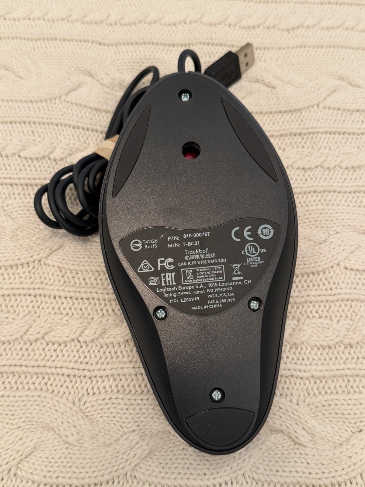 Logitech Trackman Marble Trackball Wired USB Mouse T-BC21 Clean Works 810-000767