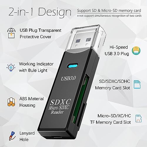 USB 3.0 SD Card Reader for PC Micro SD Card to USB Adapter for Camera Memory C