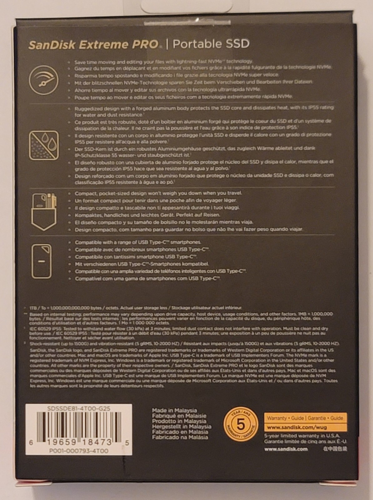 SanDisk Extreme PRO V2 4TB USB-C Portable External SSD (SDSSDE81-4T00-G25)