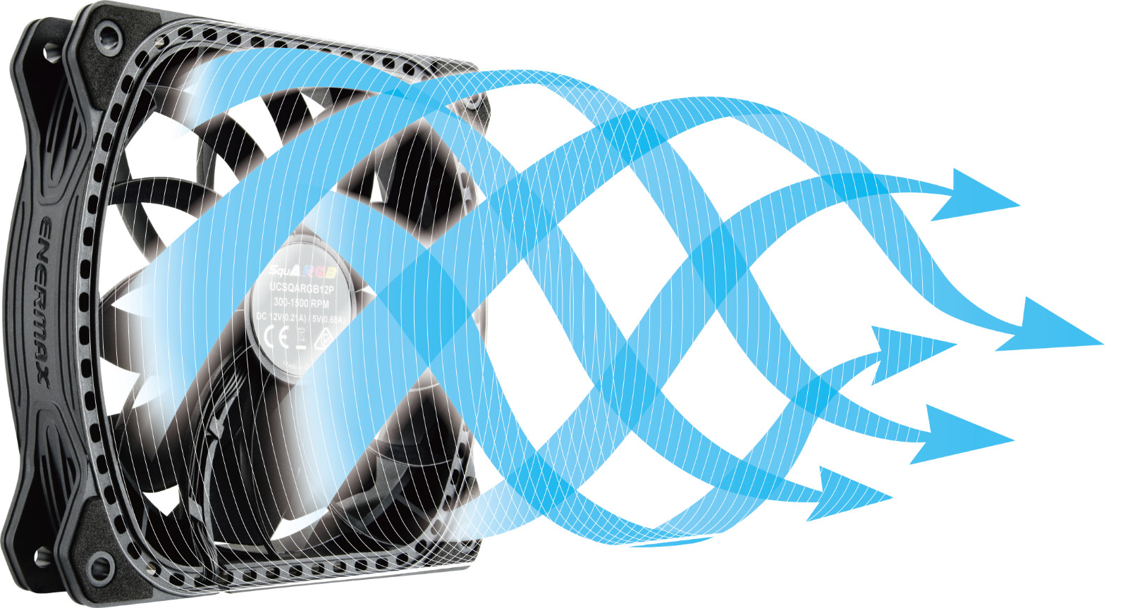 Enermax SquA ARGB PWM 120mm Case Fan – 6 Pack (Black) – OEM