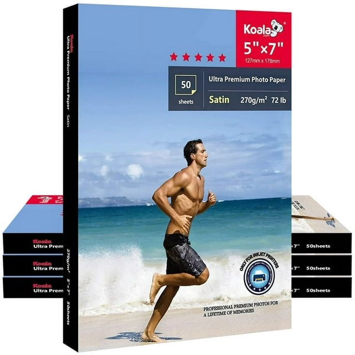 Koala Ultra Premium Photo Paper 5X7 Satin 270g 72lb 150 Sheets Semi-Gloss 13Mil