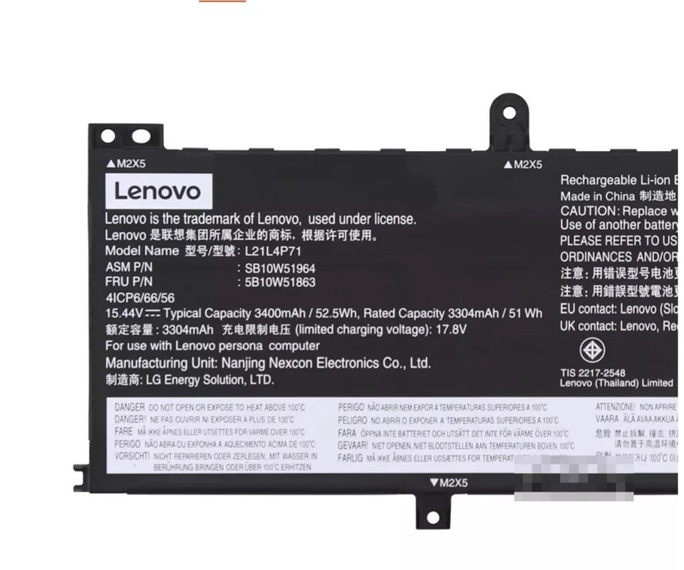 Original 52.5Wh L21L4P71 Battery for Lenovo ThinkPad T14 P14s Gen 3/4 SB10W51964