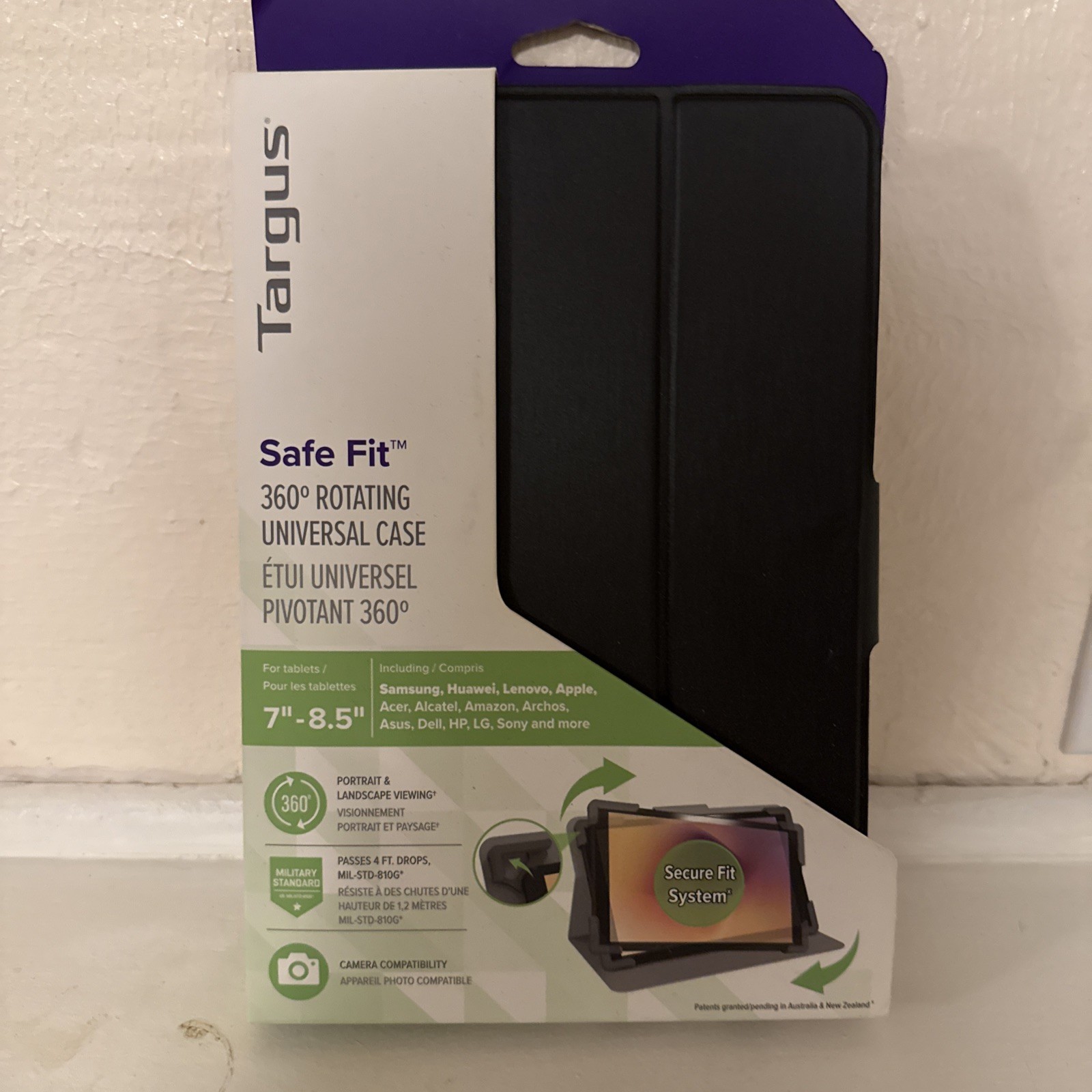Tangus Black 360 Universa Case for Most 7” – 8.5”Tablets, New in Pkg