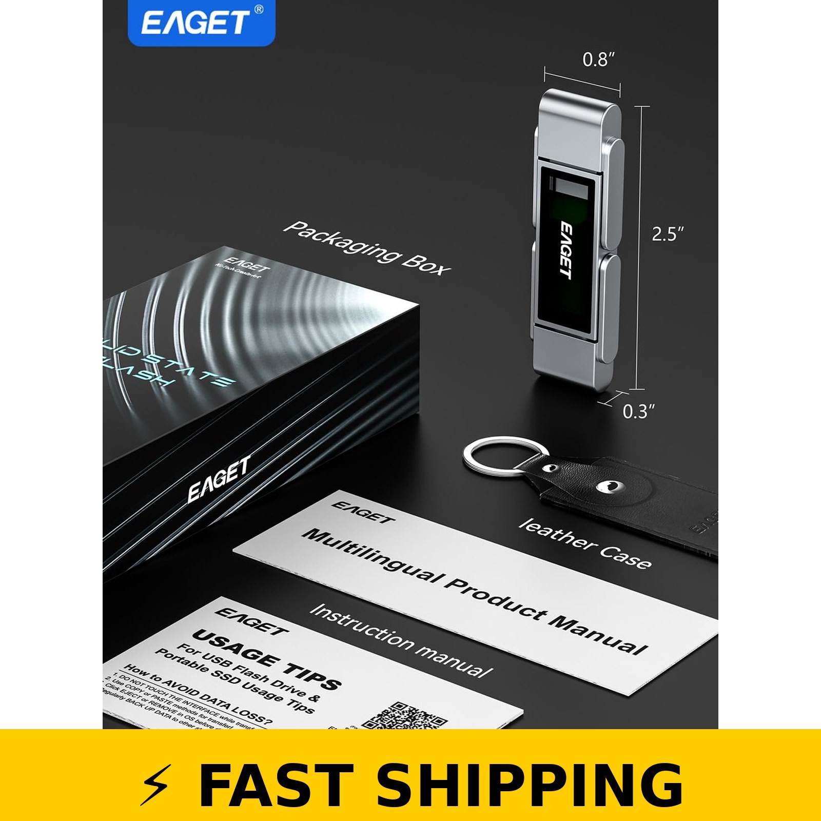 EAGET 512GB USB Flash Drive, USB-C & USB 3.2, 560MB/s, Metal Body
