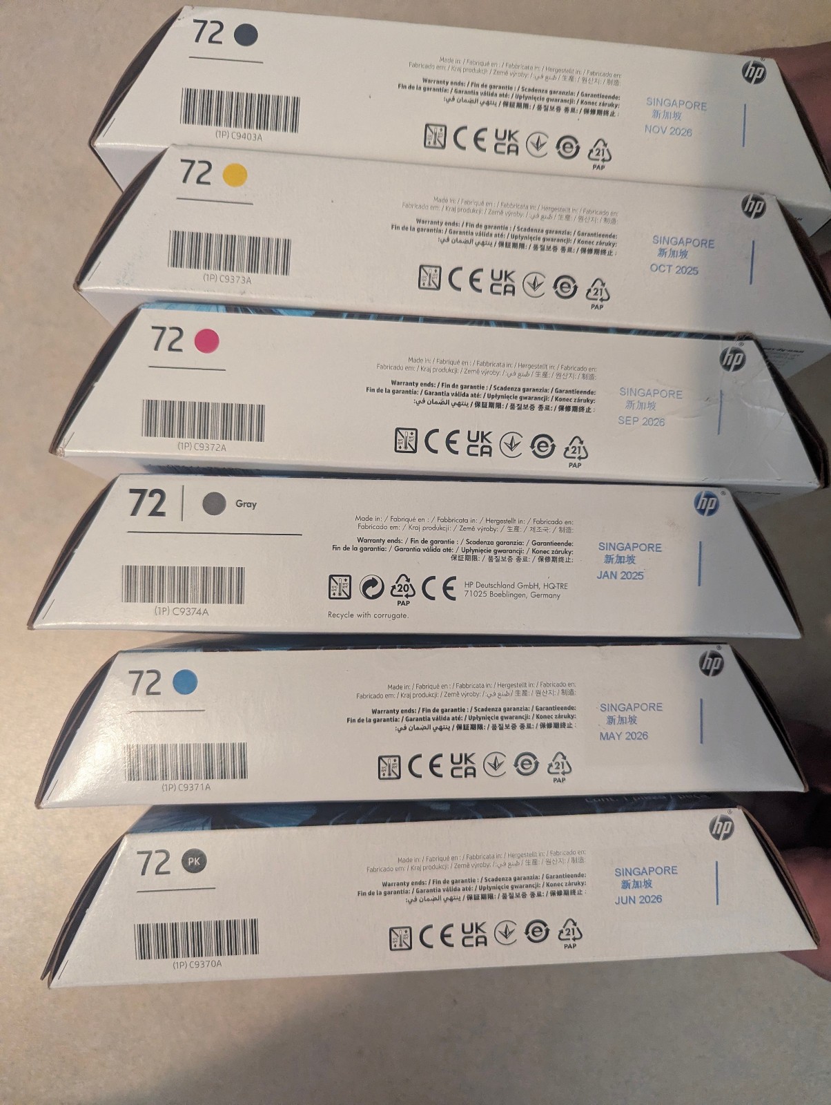 HP – DesignJet 72 6 Colour Set GRAY/MAGENTA/YELLOW/CYAN/MATTE BLACK/PHOTO BLACK