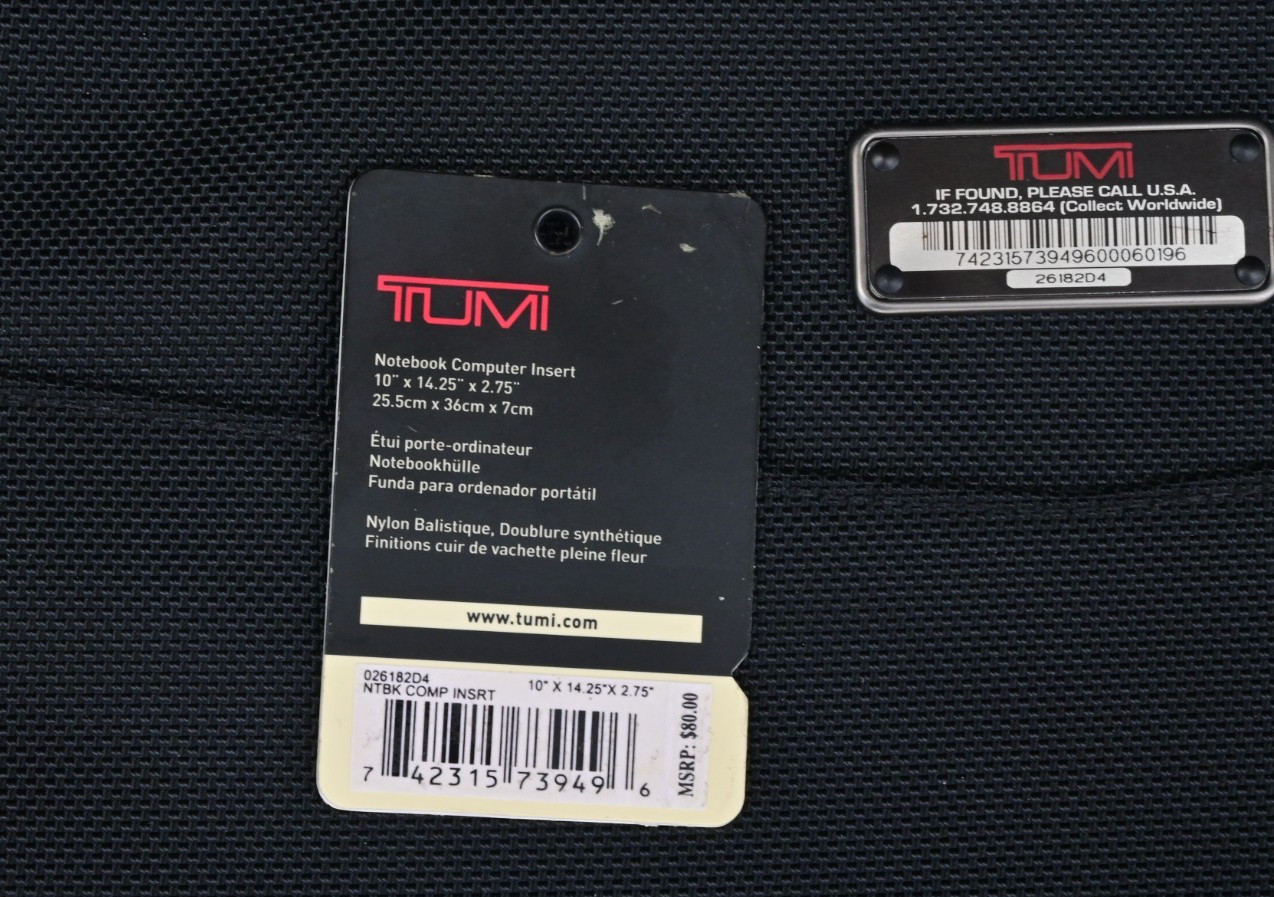 Tumi 14″ Black Ballistic Nylon Padded Laptop Computer Sleeve Case VINTAGE NWT