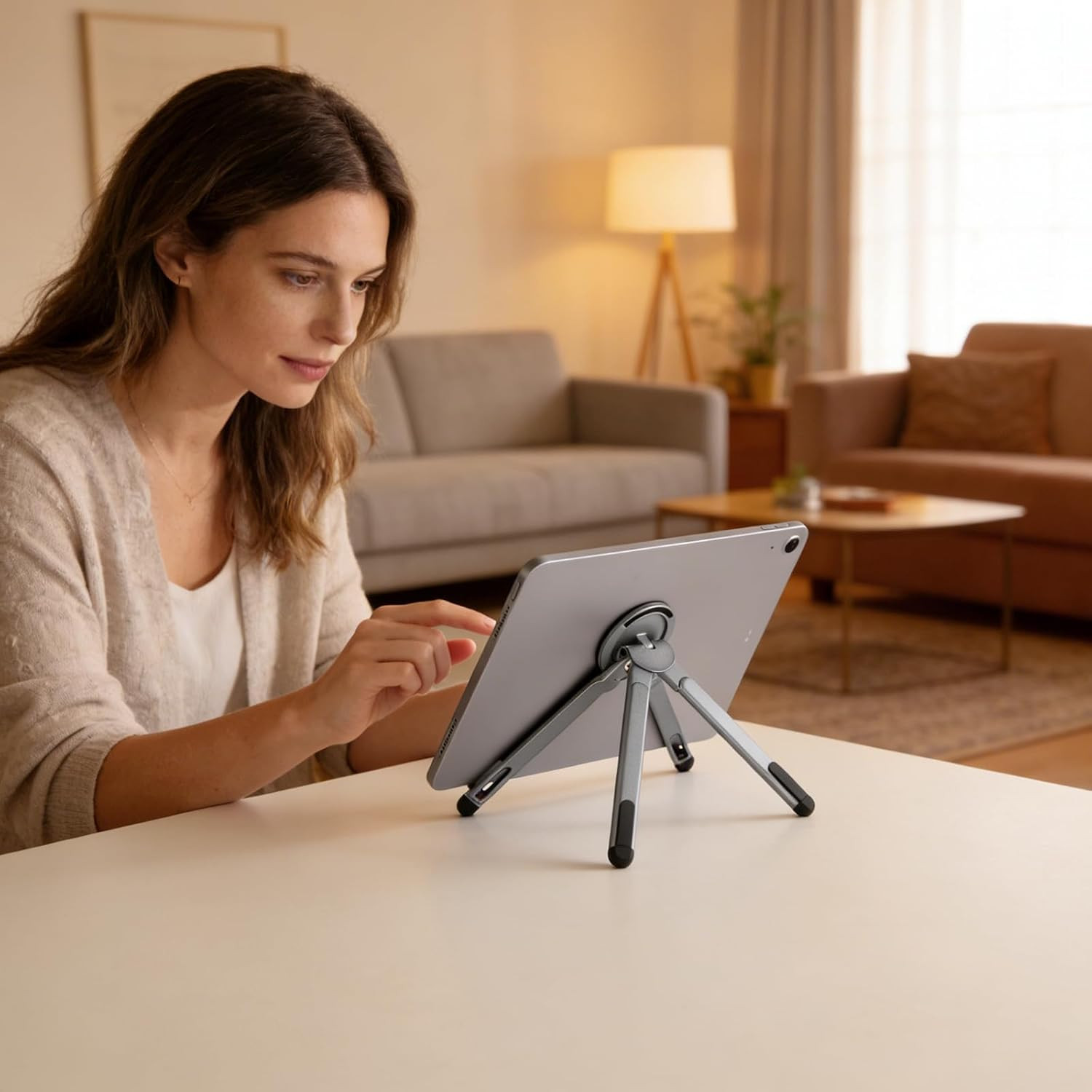 Foldable 3-in-1 Laptop Stand with Magnetic Phone Holder, Ergonomic Design, Silve
