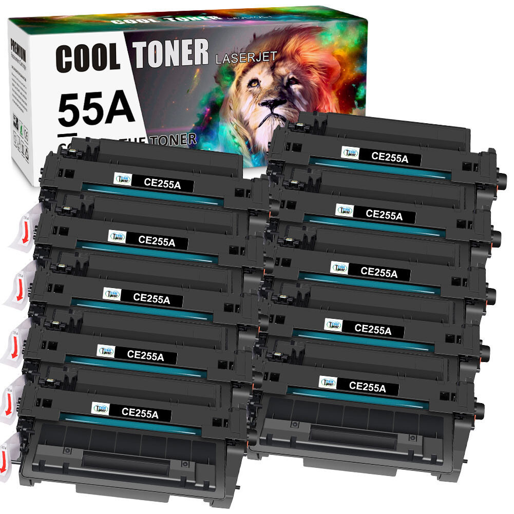 10PK BK CE255A 55A Toner Fits for HP LaserJet Pro P3011 P3015X MFP M525C Printer