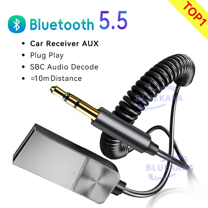 New Upgrades Bluetooth Adapter Cable Wireless Receiver 3.5Mm Jack Aux USB Speake