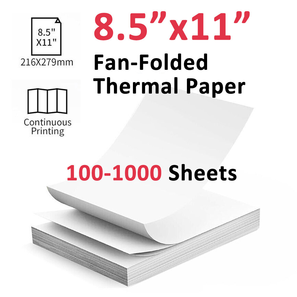 100-1000 Sheets 8.5″ x 11″ Thermal Printer Paper US Letter Size Thermal Papers