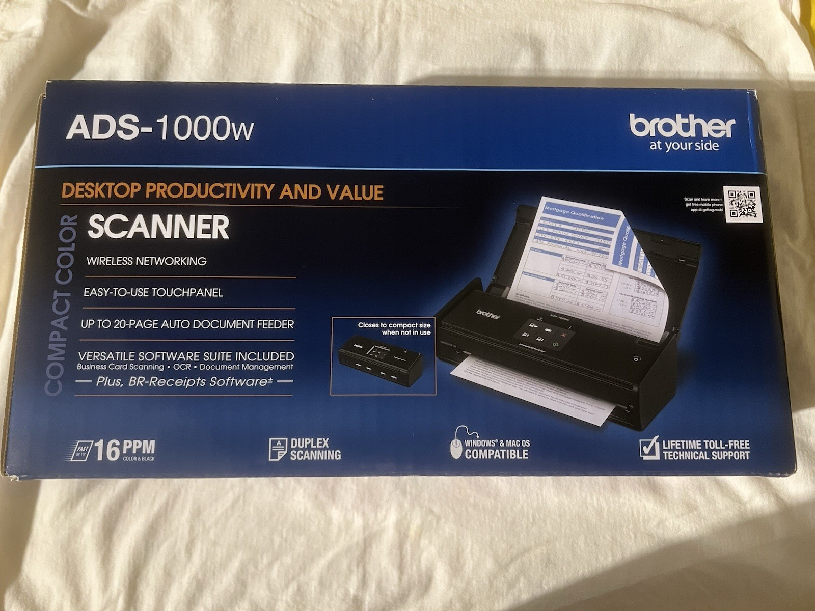 Brother ImageCenter ADS-1000W Desktop Scanner Duplex 600x600dpi Wireless