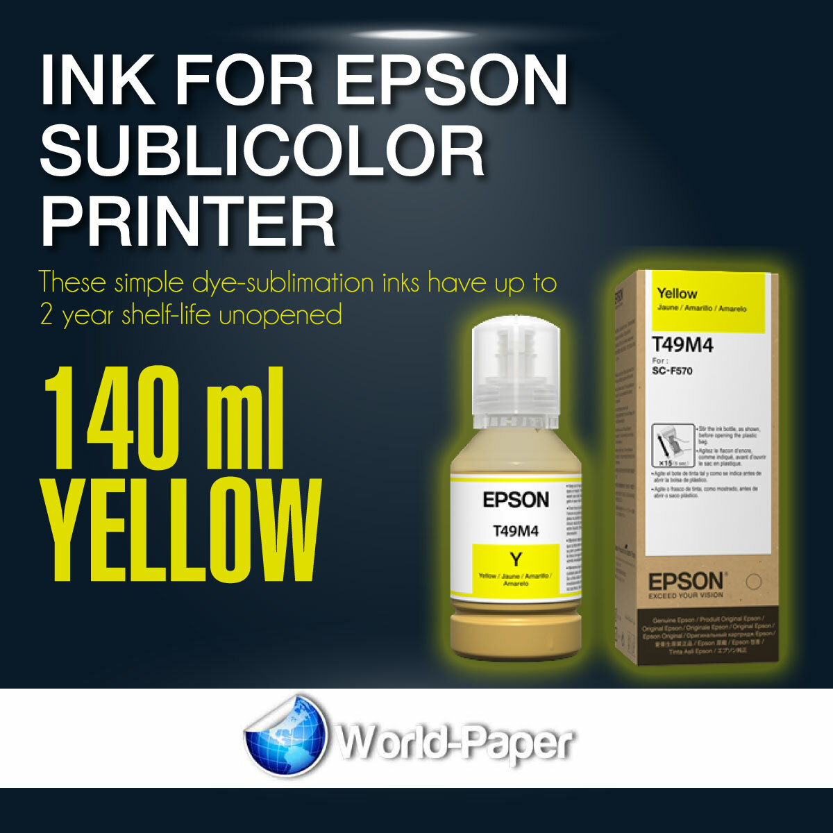 Epson Sublimation Ink Yellow Surecolor For SC F170 printer – free shipping
