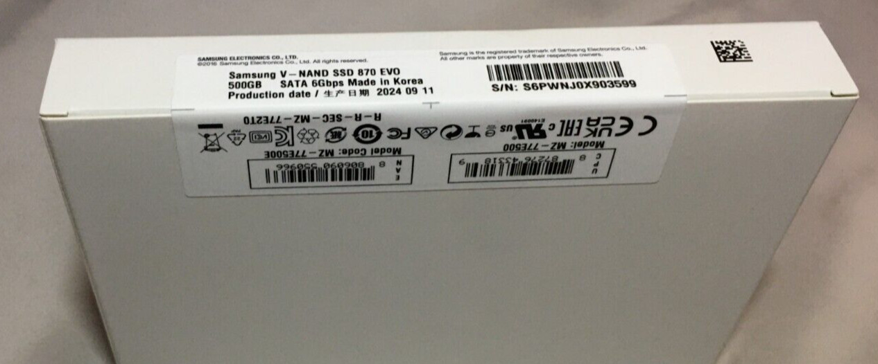 Samsung V-Nand SSD 870 EVO 500GB SATA 6Gbps, MZ-77E500, New