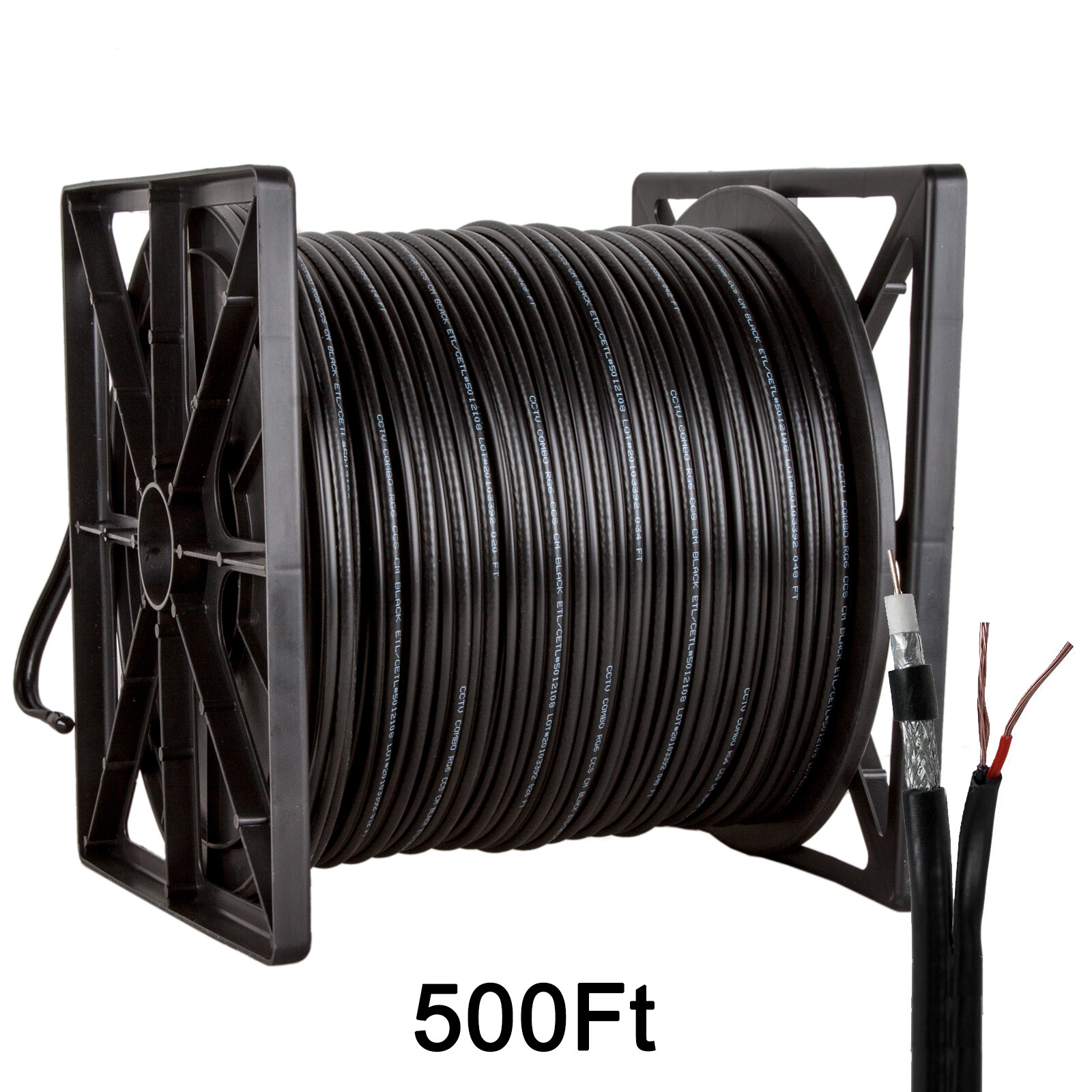 RG6 500ft 1000ft Combo Coaxial RG6/U 18 AWG 2 Conductors CCTV Cable