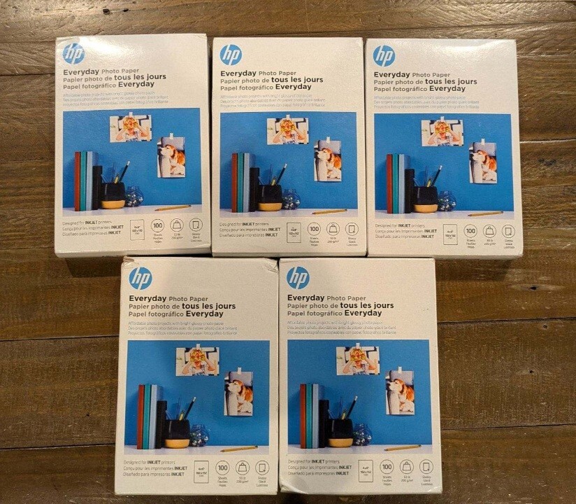 HP Everyday Glossy Photo Paper | 100 Sheets | 4 x 6 in | Set Of 5