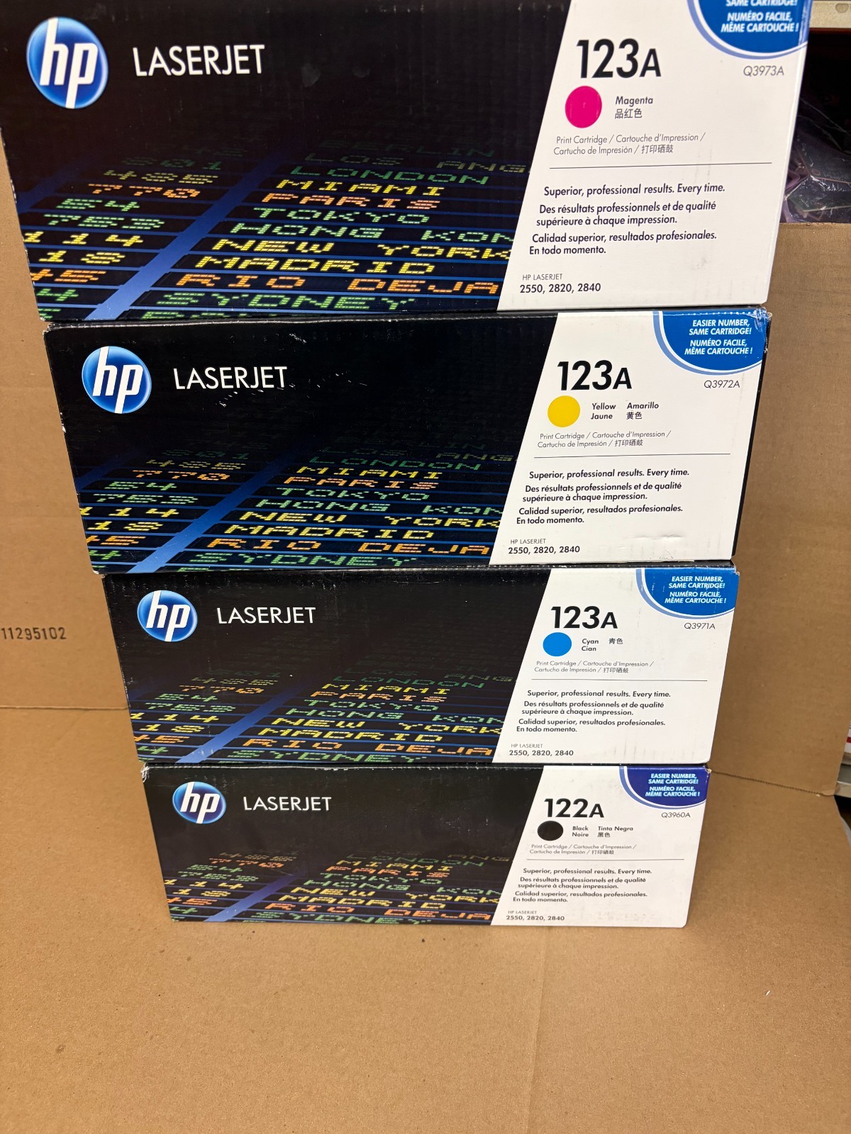 HP 122A / 123A Toner Set Q3960A Q3971A Q3972A Q3973A Black Cyan Yellow Magenta