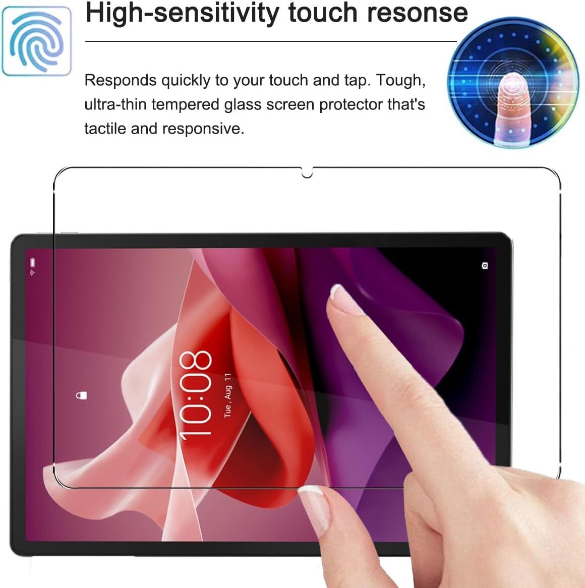 2Pcs for Lenovo Tab P12 12.7 in 2023 TB370F Screen Protector Tempered Glass Film