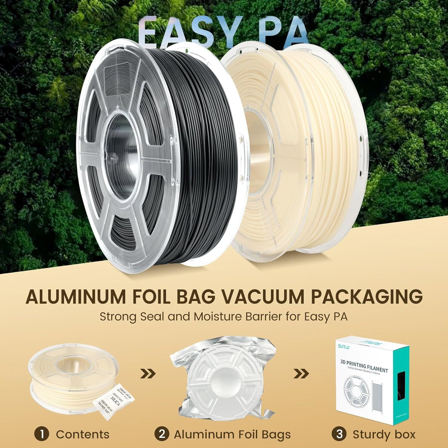 SUNLU 1.75MM PP/Easy PA/PA6-CF/PA12-CF/PC-ABS 3D Engineering Filament 1KG/0.8KG