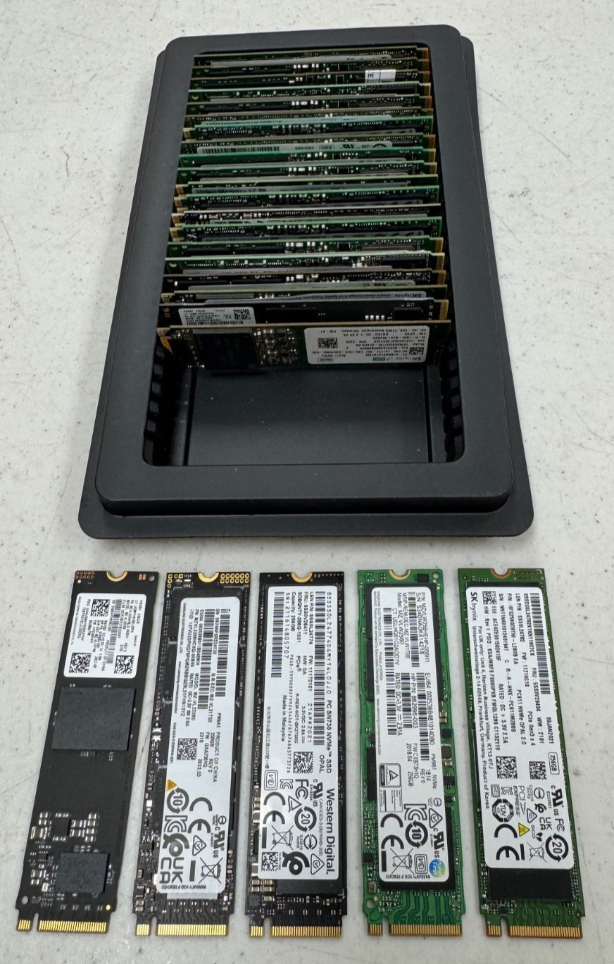 Lot of 25 256GB SSD NVMe Internal SSD Laptop Hard Drive -Various Mfg. 2280