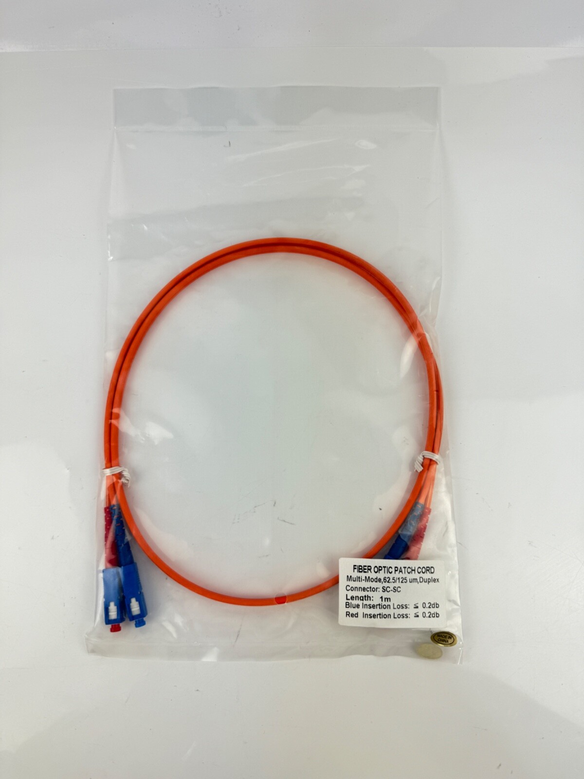 x(12) Fiber Optic Patch Cord Multi-Mode, 62.5/125 um, Duplex Connector SC-SC 1m