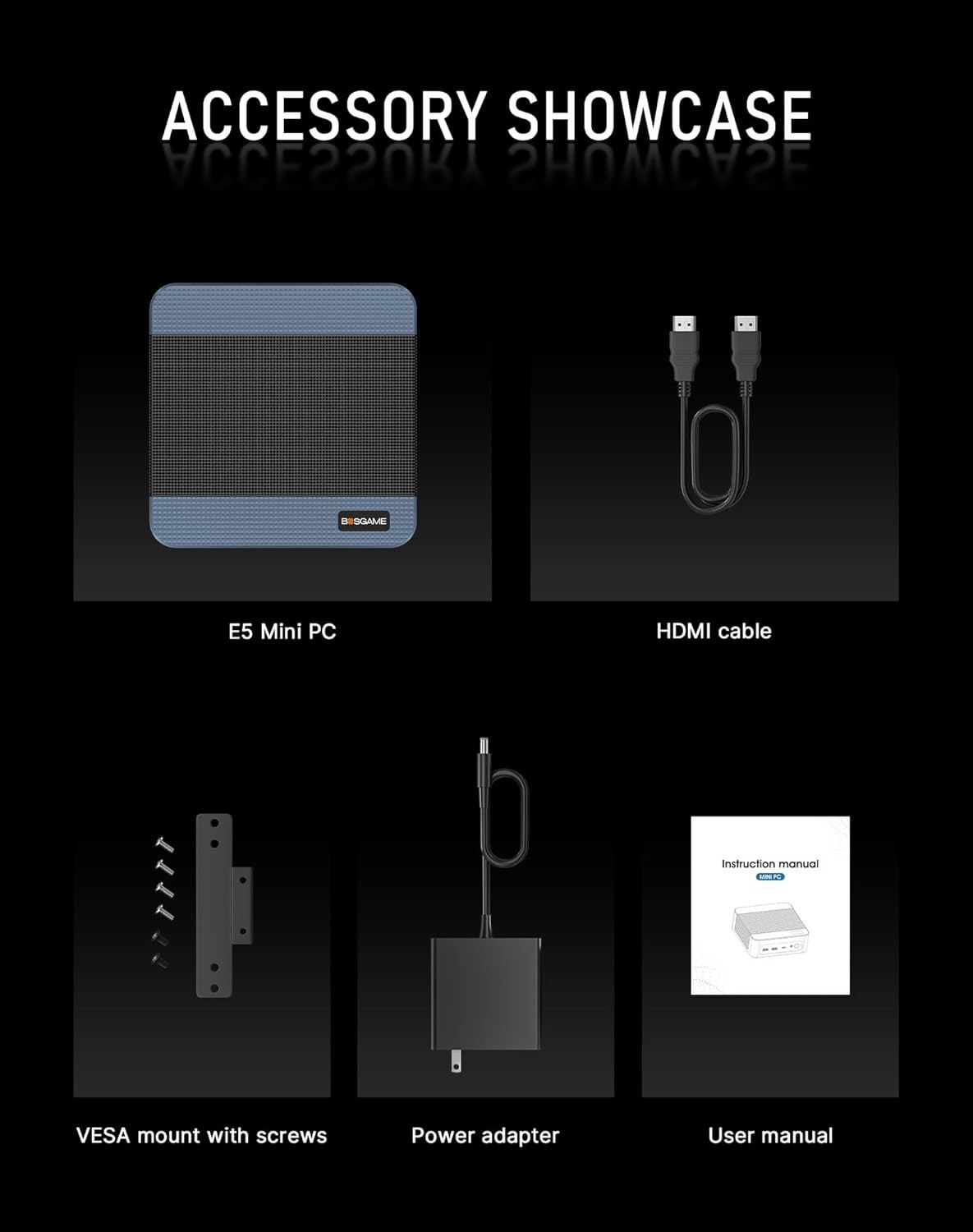 SEALED BOSGAME E5 Mini PC, AMD Ryzen 3 5300U 16GB DDR4 RAM 1TB M.2 SSD