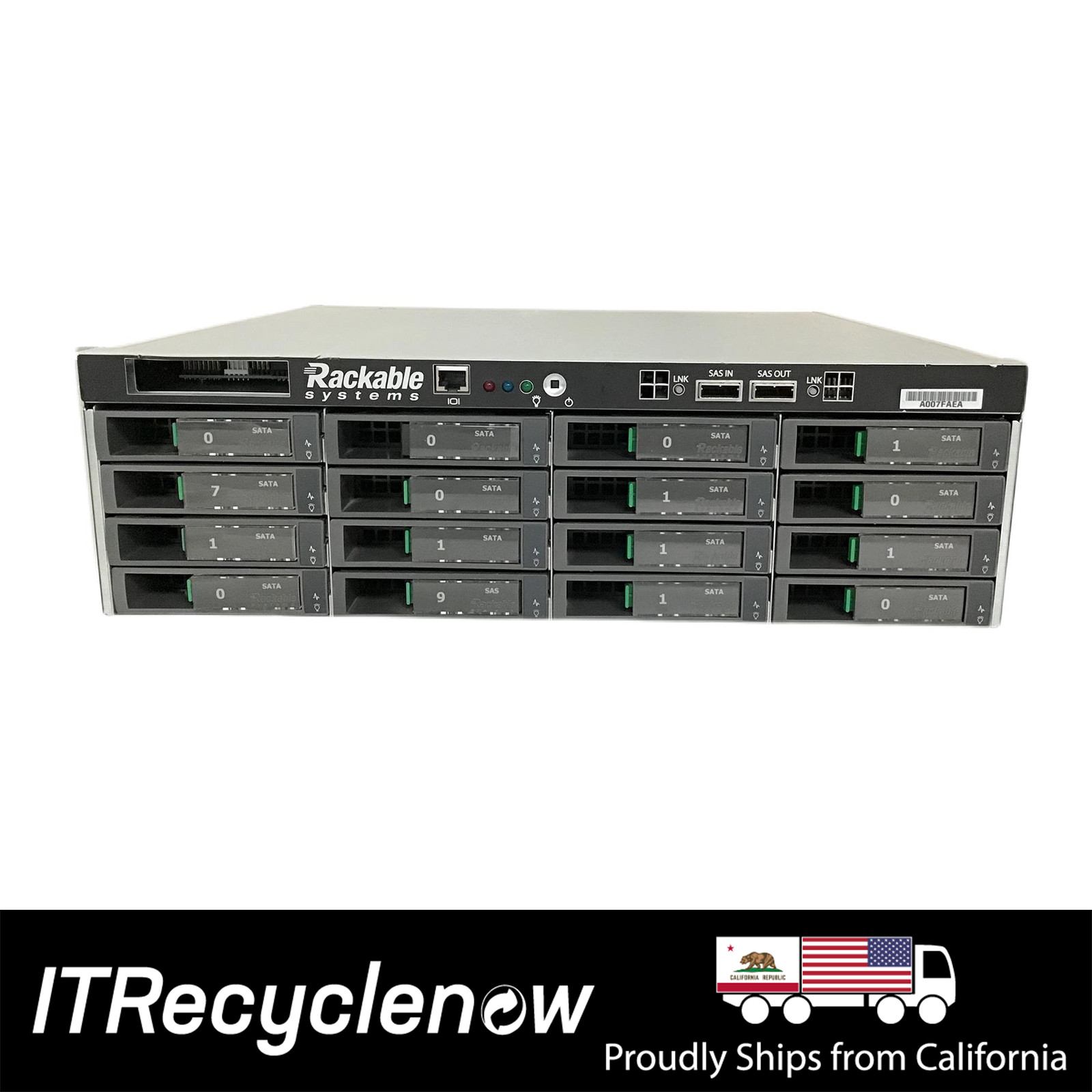 Rackable Systems 1/2 Depth Disk Array JBOD expansion server 16 Bay SAS-1 3GBs