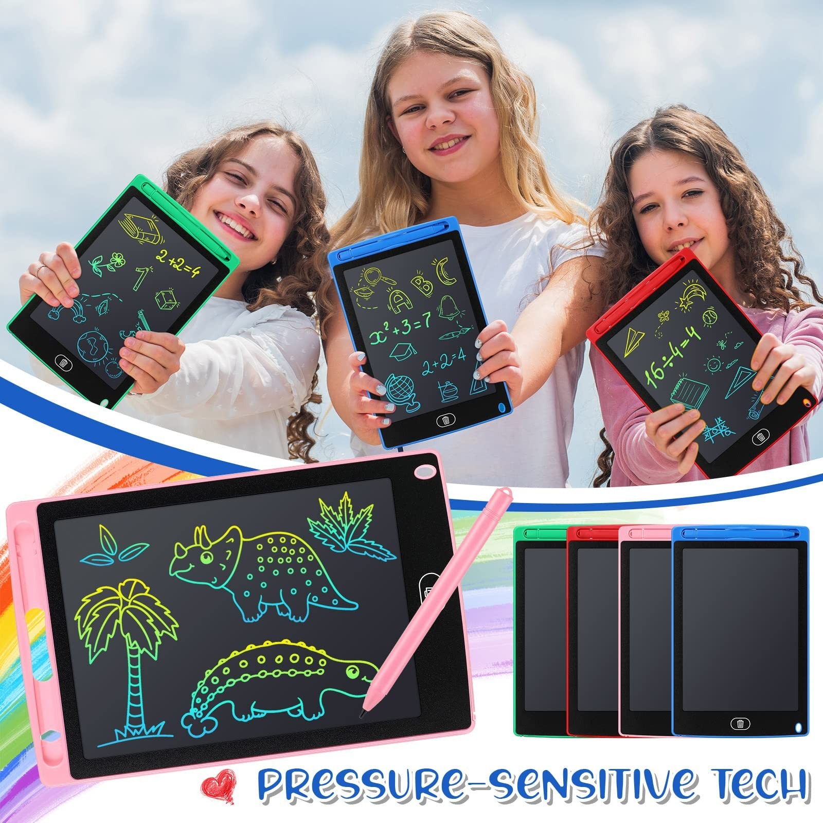 64 Pcs LCD Writing Tablet Doodle Board – 8.5 Inch Reusable Drawing Pad, Kids Edu