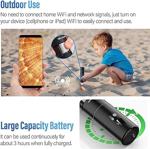 Wireless Digital Microscope, 50X-1000X Magnification WiFi Portable Black