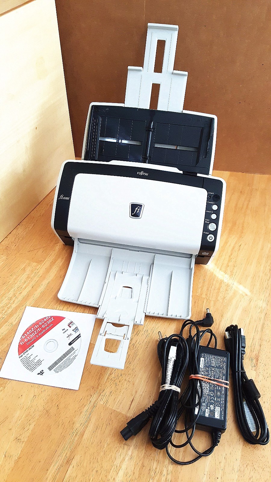 Fujitsu fi-6130Z Desktop Scanner w/ AC Adapter + USB + Setup Driver Burnt DVD