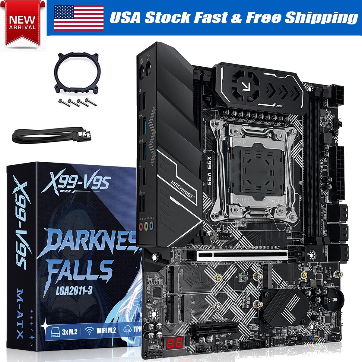 X99 Motherboard LGA 2011-3 DDR4 with TPM 2.0 slot, Micro ATX Mainboard WIFI M.2