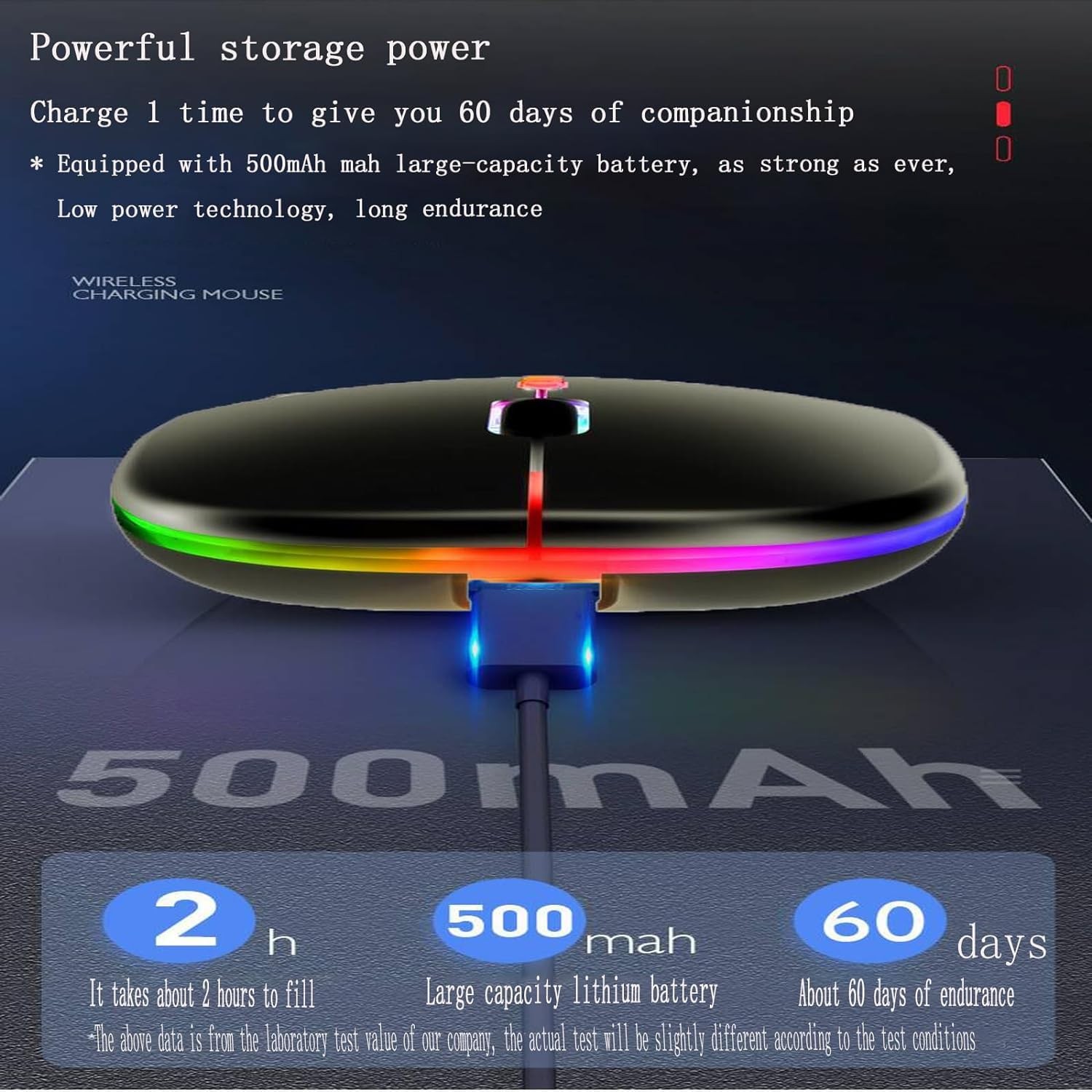 Guiheng Wireless Bluetooth Mouse,LED Dual Mode Rechargeable Silent Slim black