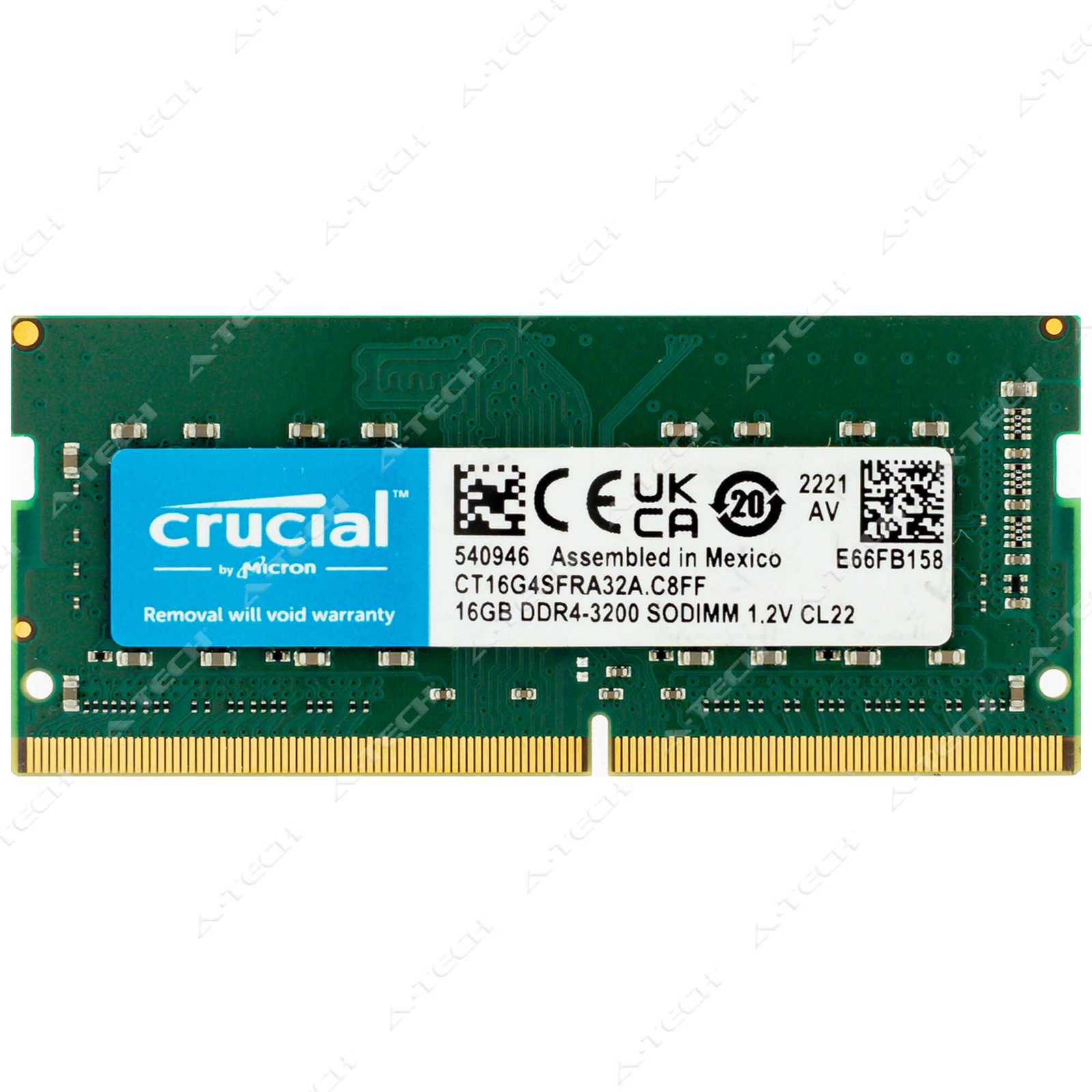 Crucial 16GB DDR4 3200 MHz PC4-25600 SODIMM Laptop Memory RAM 1x (CT16G4SFS832A)
