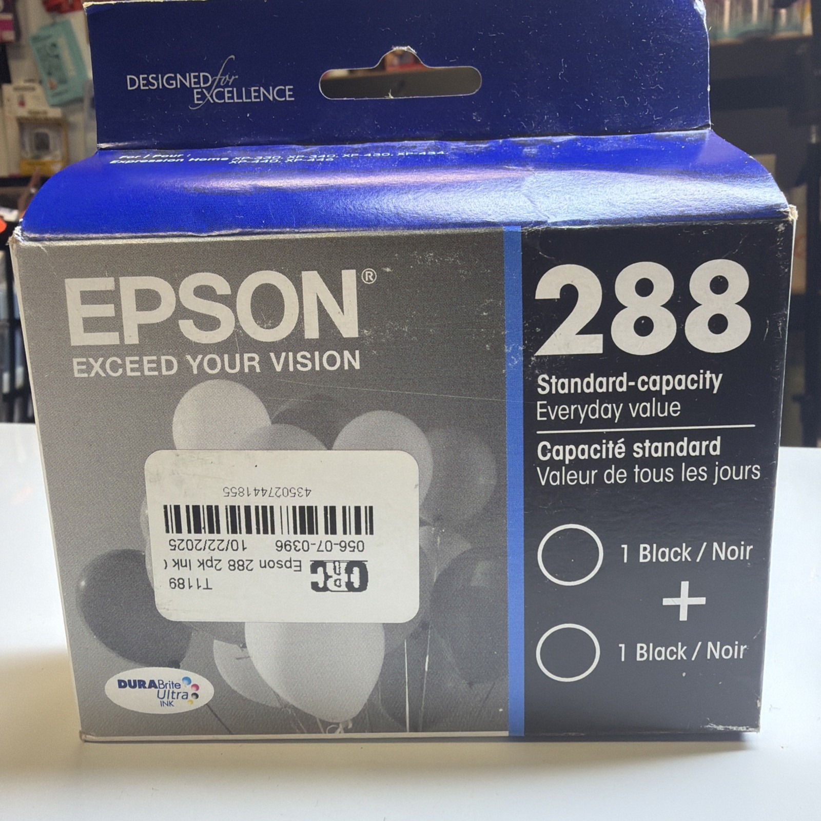 Epson 288 Black Ink Cartridges 2-Pack Standard Capacity Genuine Sealed 05/2026