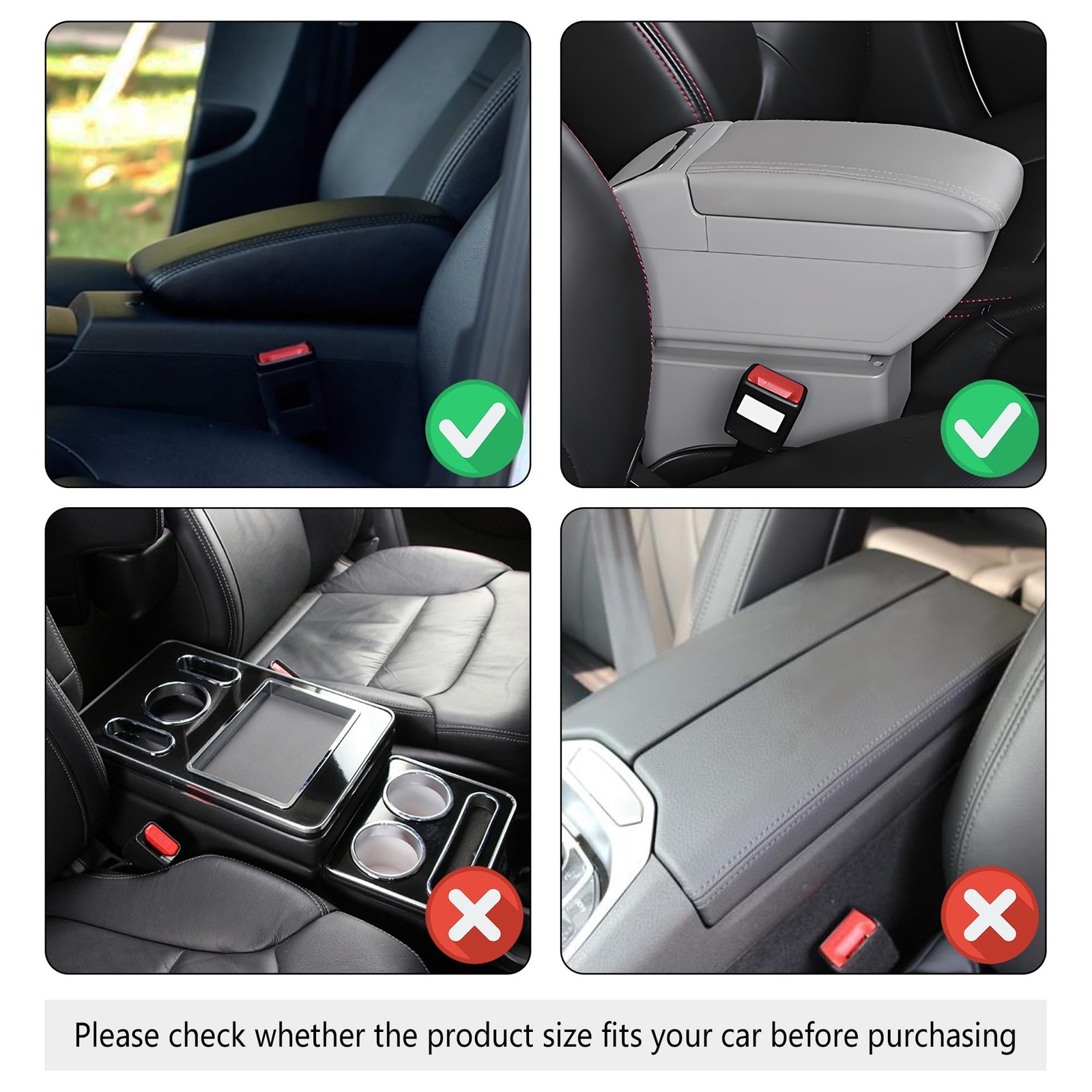 Stacool Upgraded Center Console Cover, Microfiber 12.13*7.80*0.79 inch, Gray