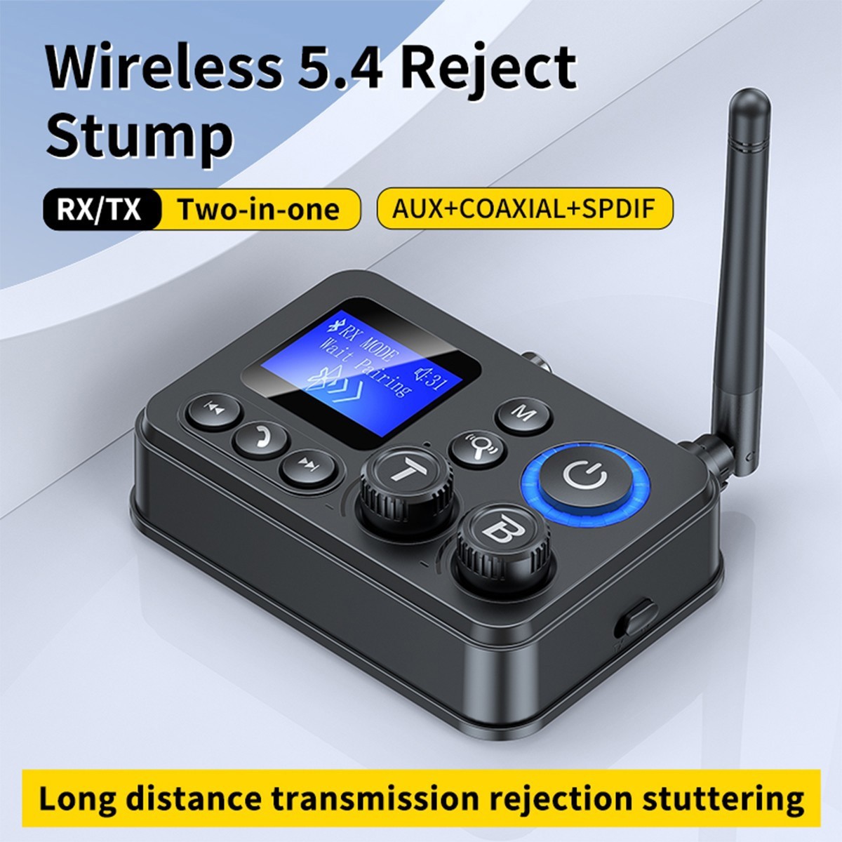 RX/TX Bluetooth 5.4 Transmitter Receiver 3.5mm AUX TV Home Stereo Audio Adapter+