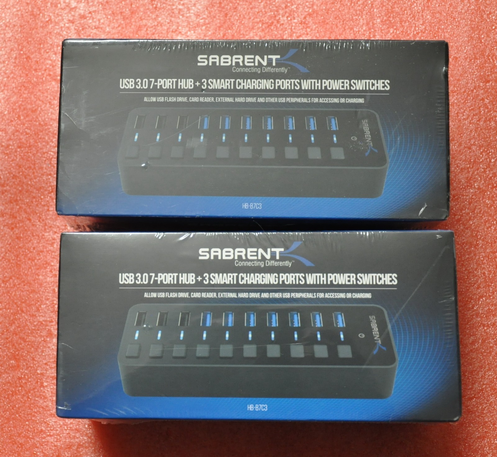 2X Sabrent HB-B7C3 60W 7-Port USB 3.0 Hub + 3 Smart Charging Ports with Power…
