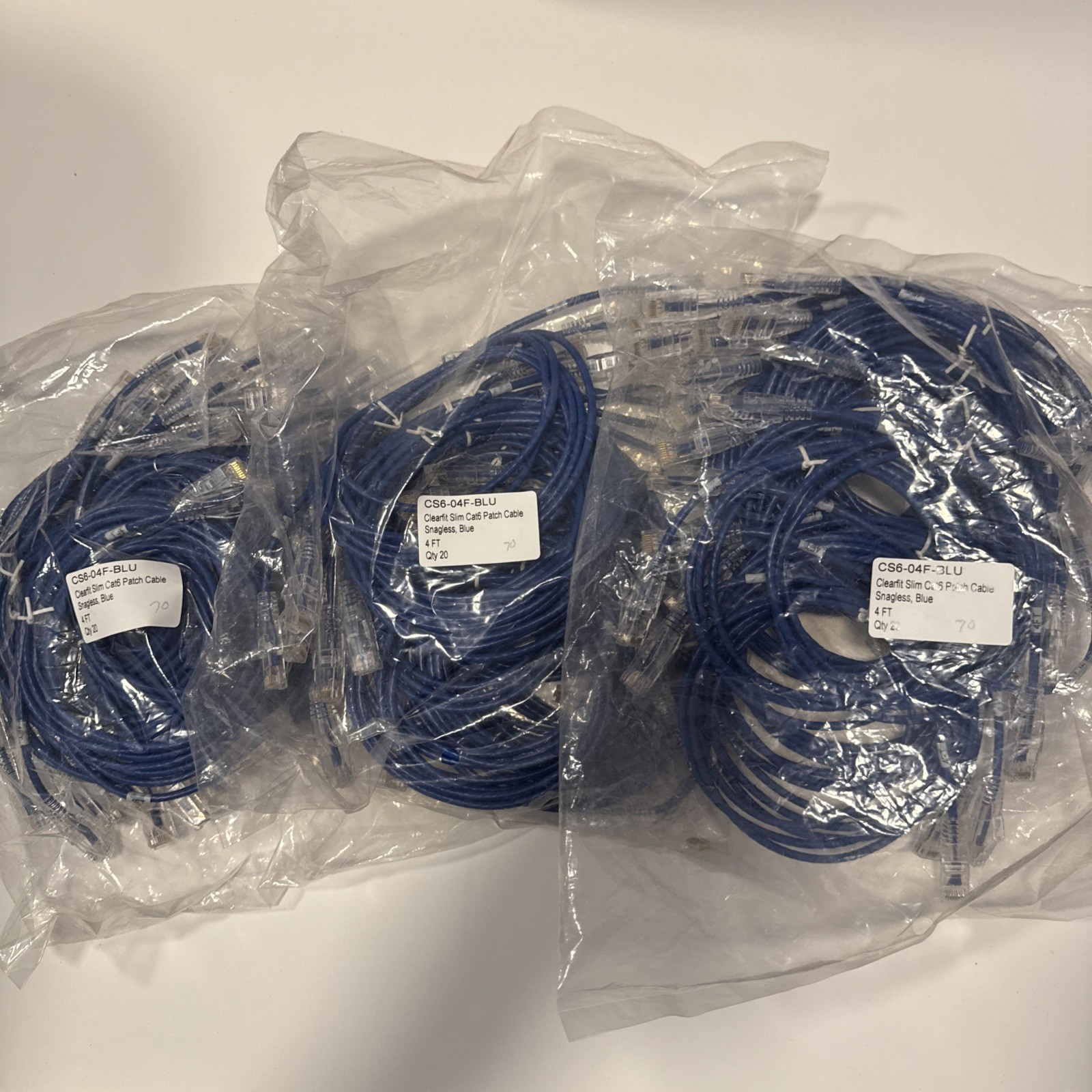 Cat6 Ethernet Patch Cable 4 FT Slim, Pure Bare Copper RJ-45 LAN Network