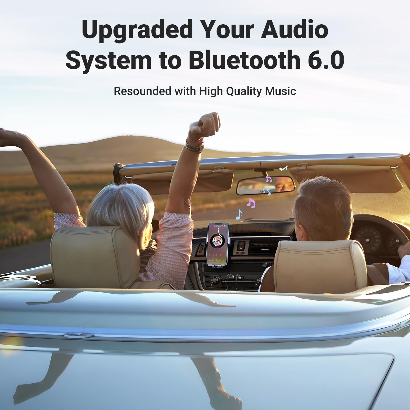 UGREEN Aux to Bluetooth 6.0 Adapter 2.76 IN * 6.3 * 0.67 IN, Dark Grey